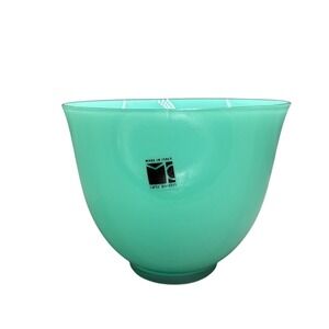Carlo Moretti Glass Bowl Wide Vase Teal Hand Blown Murano Italy Signed MCM 5.5"